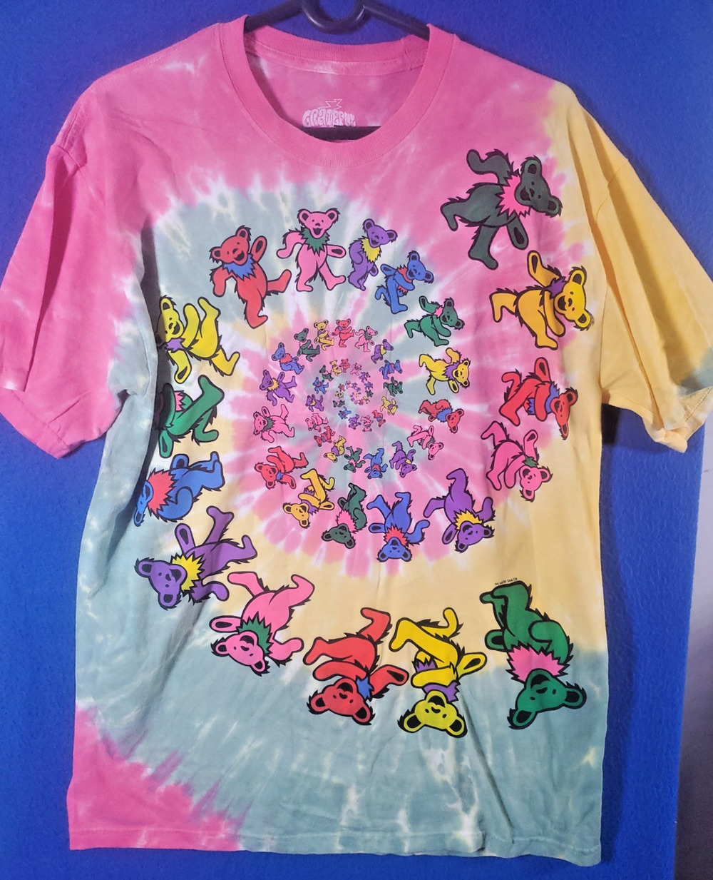 Grateful Dead Spiral Bears Tie Dye Shirt Dancing Bears Psychedelic Mens Large